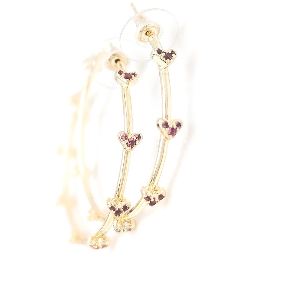 Kendra Scott Haven Heart Hoop Earrings in Pink Crystal - Picture 2 of 6